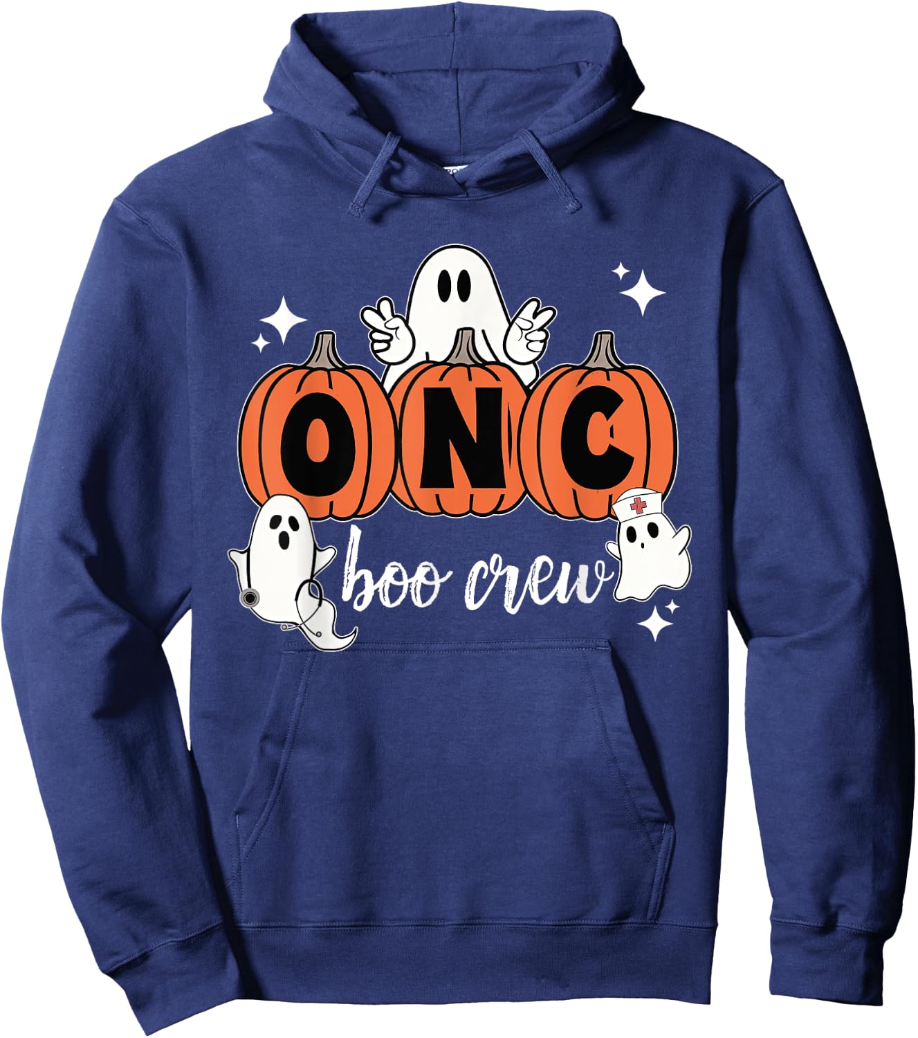 Halloween Oncology ONC Boo Crew Pumpkin Ghost One Spooky ONC Hoodie - Hoodie | Navy