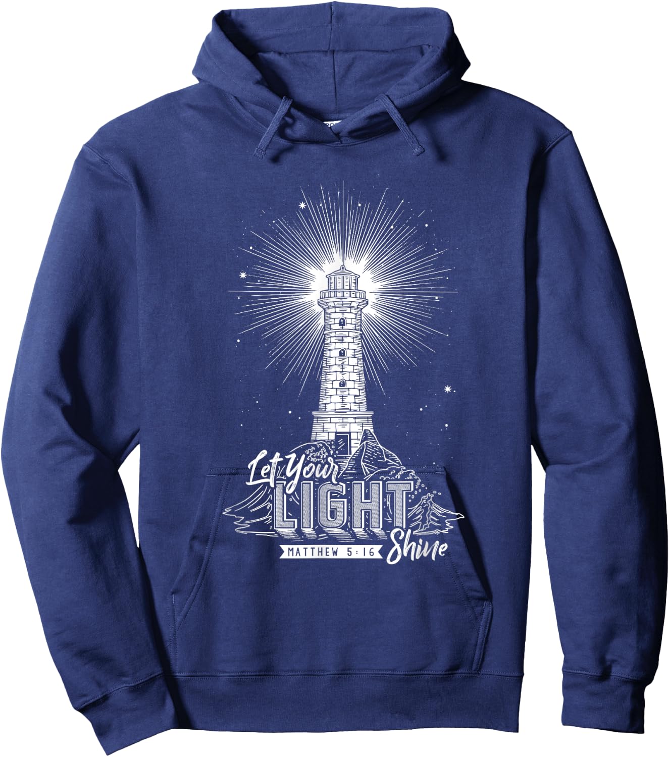 Let Your Light Shine Christian Believer Religious Lighthouse Hoodie - Hoodie | Navy