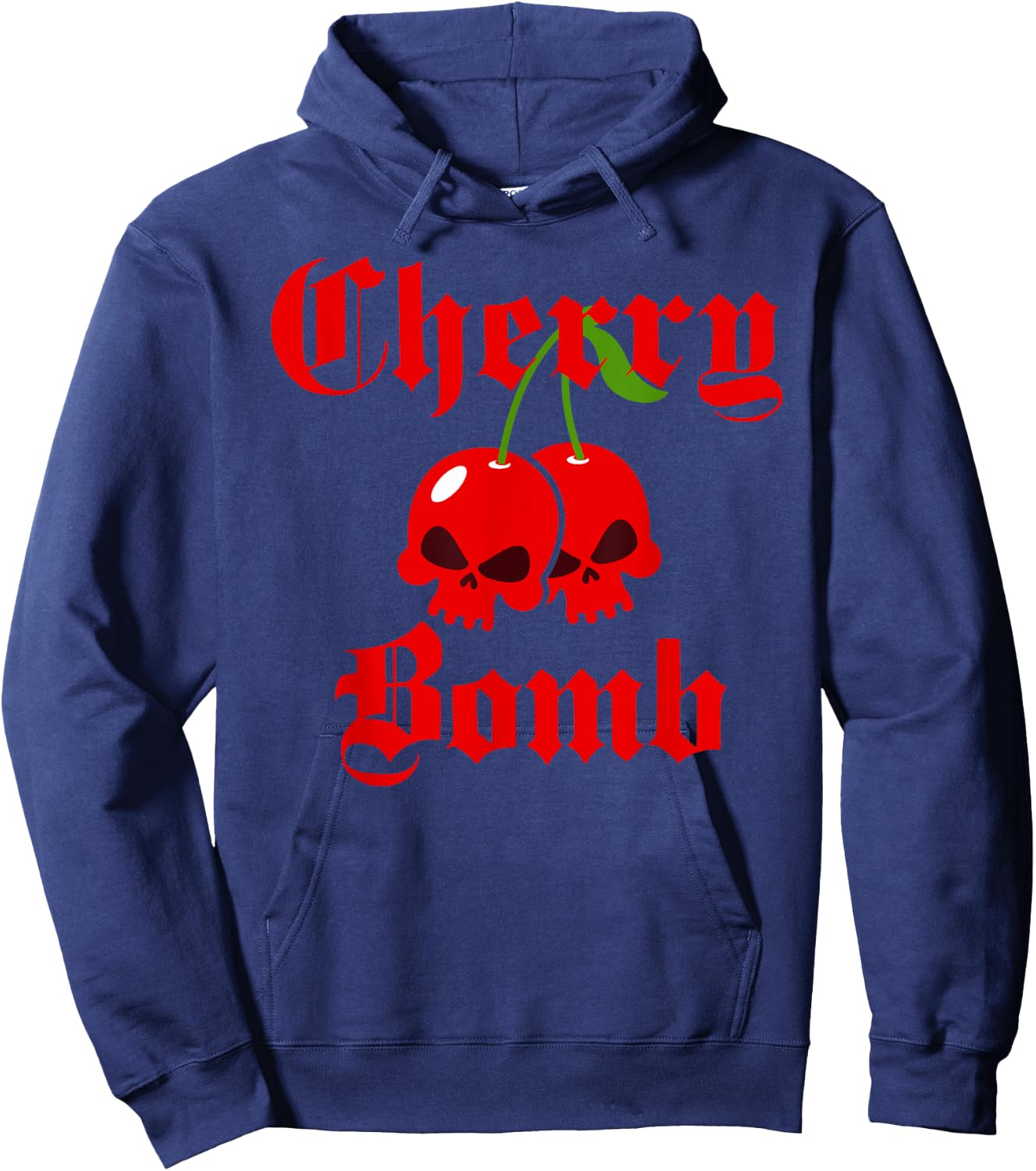 Old English Cherry Bomb Skulls Hoodie - Hoodie | Navy