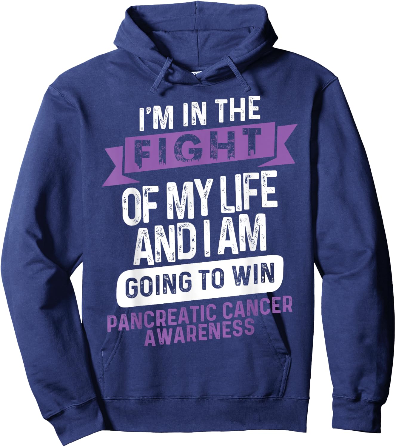 Fight to Win- Pancreatic Cancer Awareness Supporter Ribbon Hoodie - Hoodie | Navy