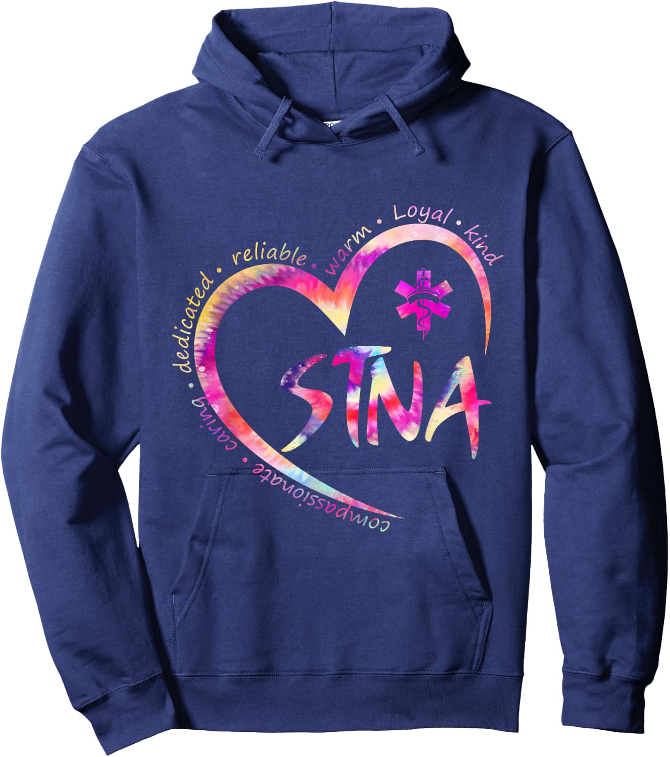 Tie Dye Nurse Stna Life Sunflowers Heart Nursing Assistant Hoodie - Hoodie | Navy
