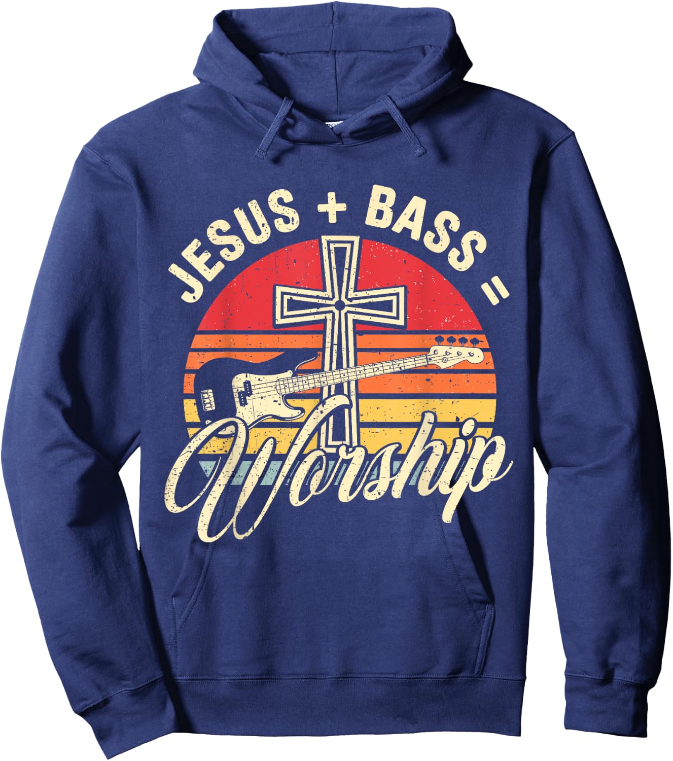Jesus + Bass = Worship Bass Lover Music Lover Worship Hoodie - Hoodie | Navy