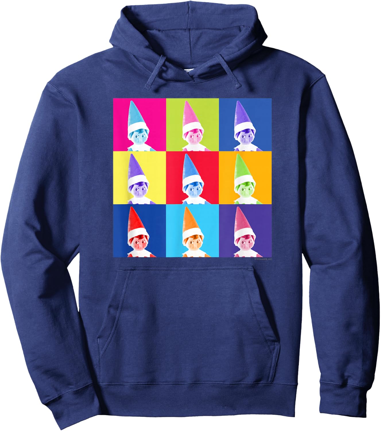 Elf on The Shelf Christmas Pop Color Elf Portrait Squares Hoodie - Hoodie | Navy