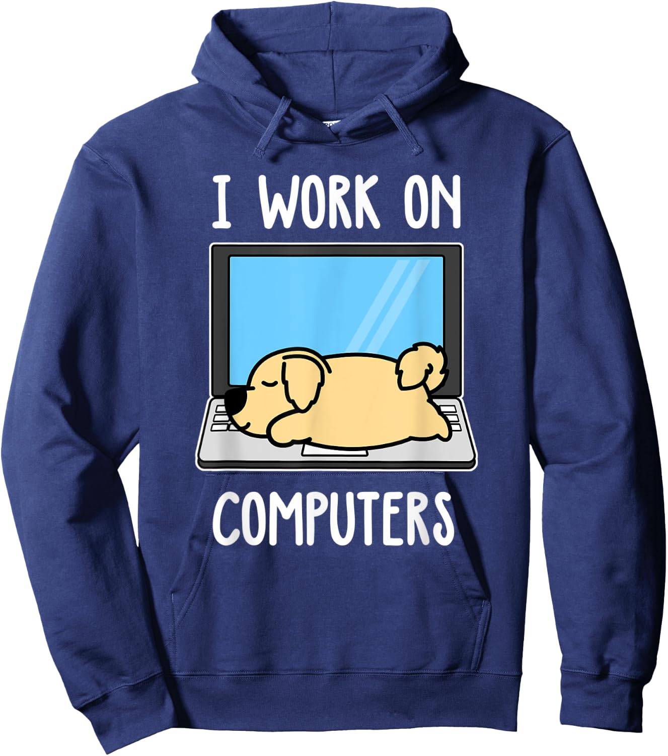 Golden Retriever I Work On Computer Dog Sleep Puppy Lovers Hoodie - Hoodie | Navy