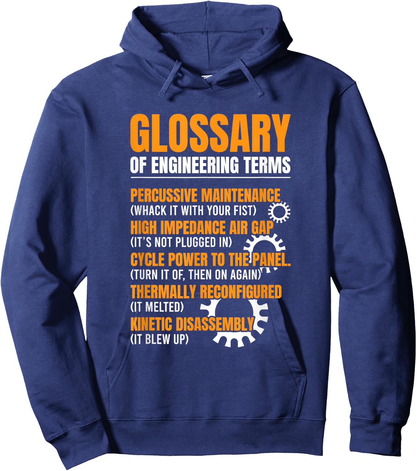 Glossary of Engineering Terms Engineer Definitions Funny Hoodie - Hoodie | Navy