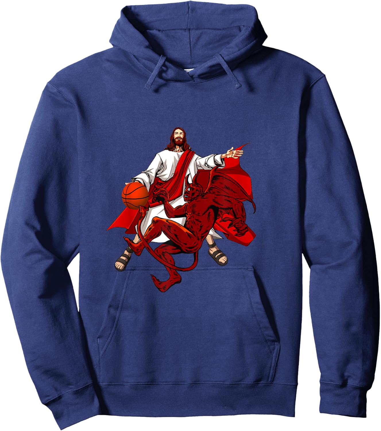 Jesus Crossing Up The Devil Funny Christian Art Hoodie - Hoodie | Navy