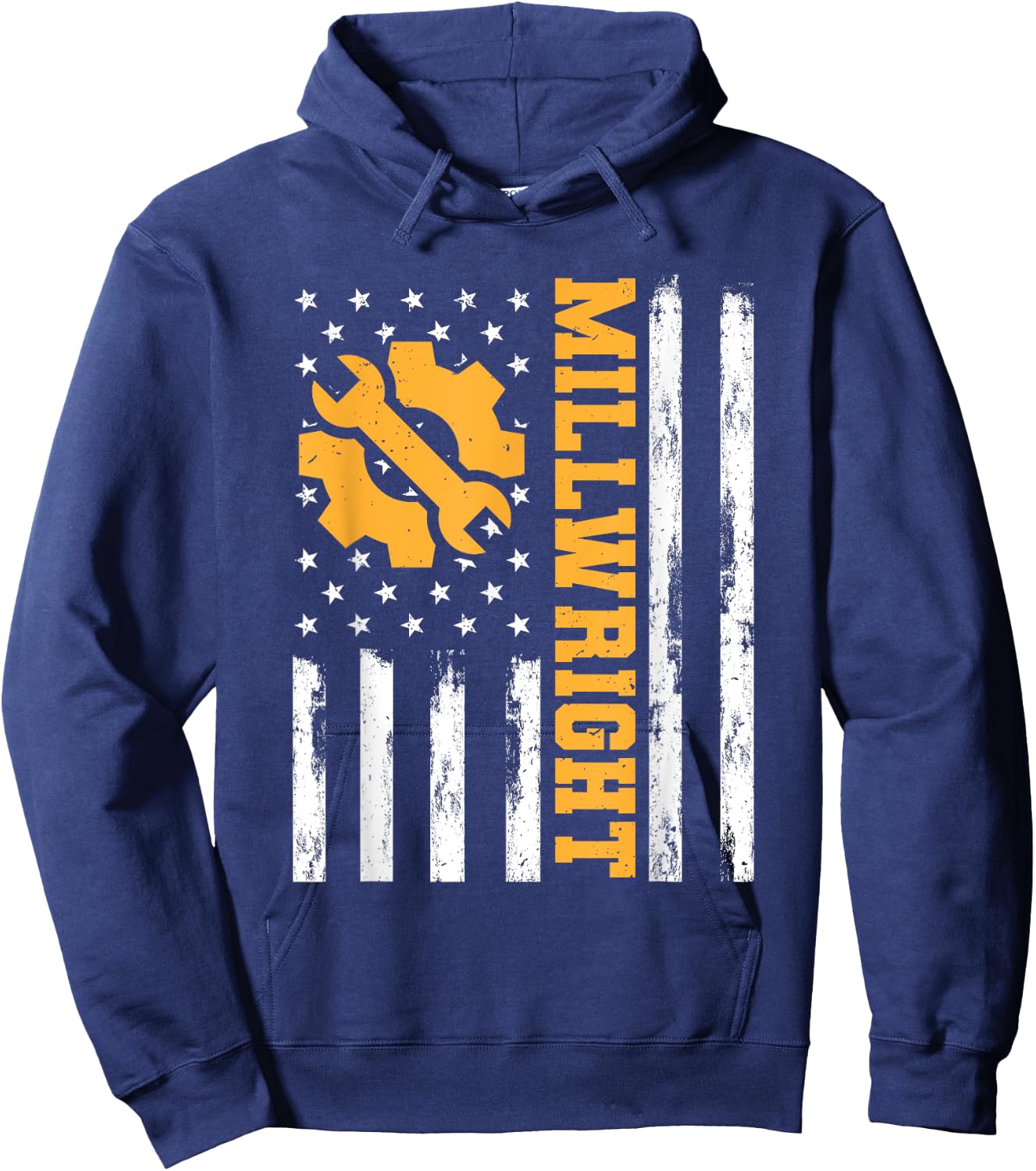 Milwright American Flag Funny USA Patriotic Mill Machinery Women Men Hoodie - Hoodie | Navy