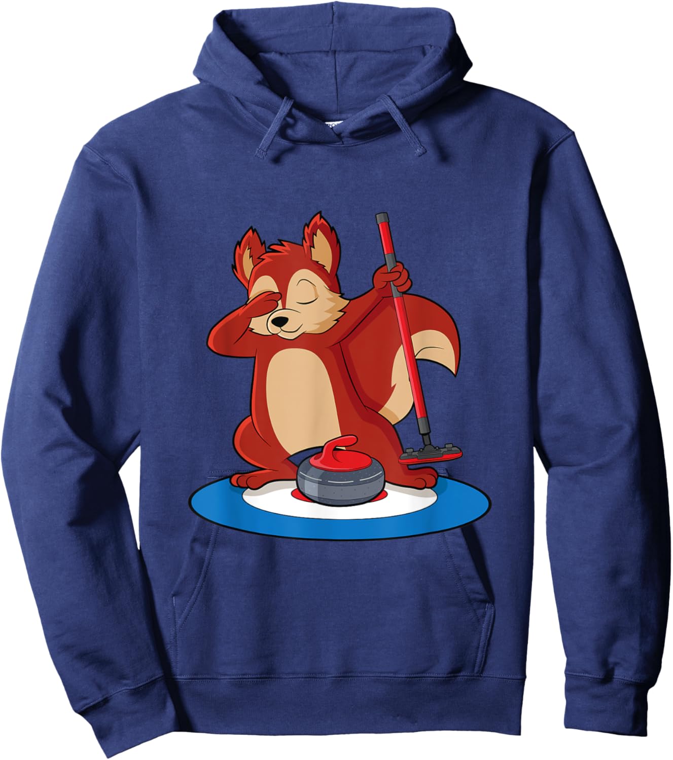Squirrel playing curling ice sport curler Hoodie - Hoodie | Navy