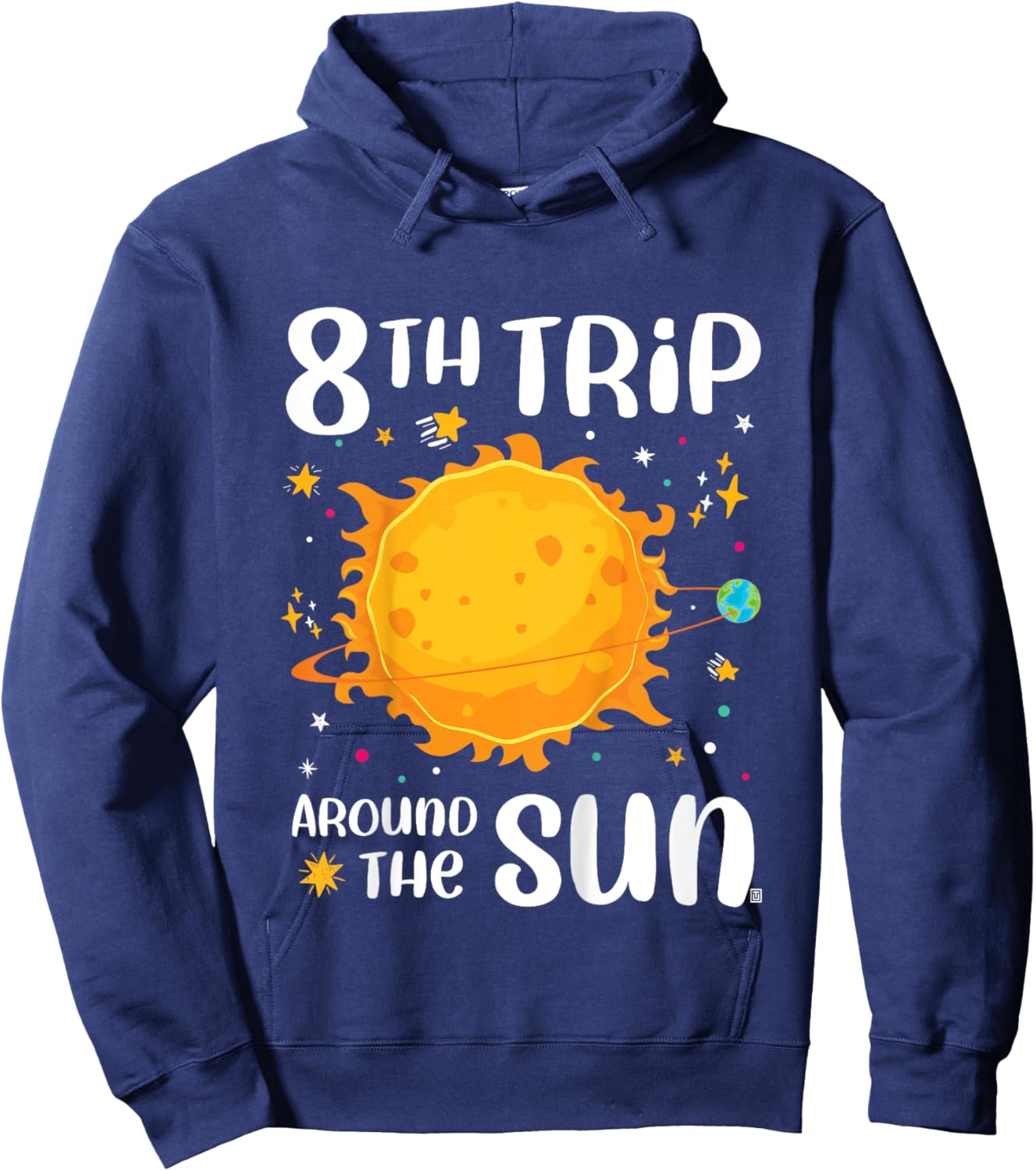 8th Birthday 8th Trip Around The Sun Space Themed Hoodie - Hoodie | Navy