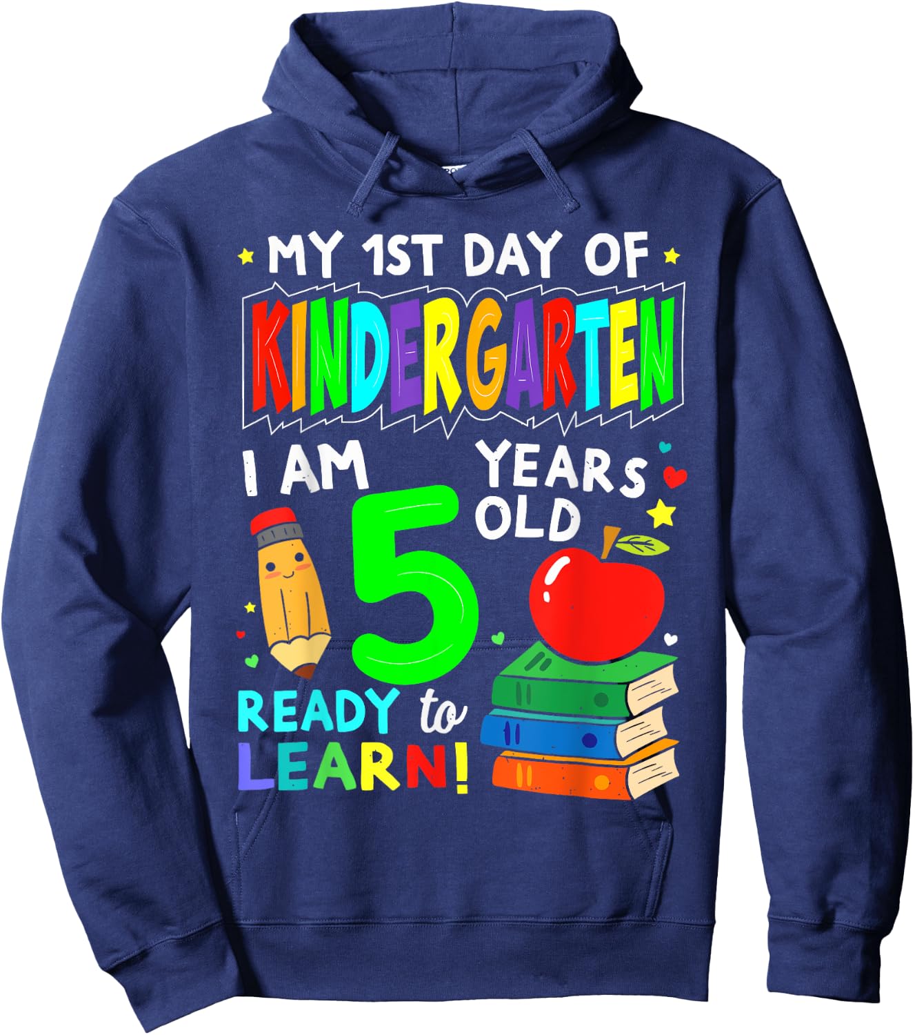 My First Day Of kindergarten 1st Day Of School Boys Girls Hoodie - Hoodie | Navy