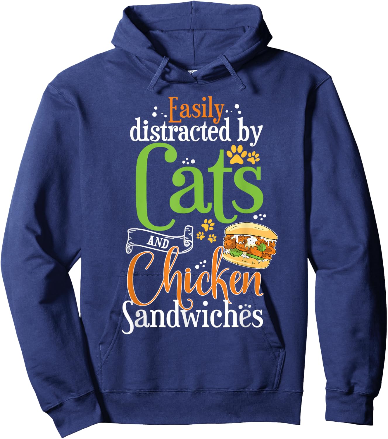 Funny Chicken Sandwich Shirt Cats and Chicken Burger Hoodie - Hoodie | Navy