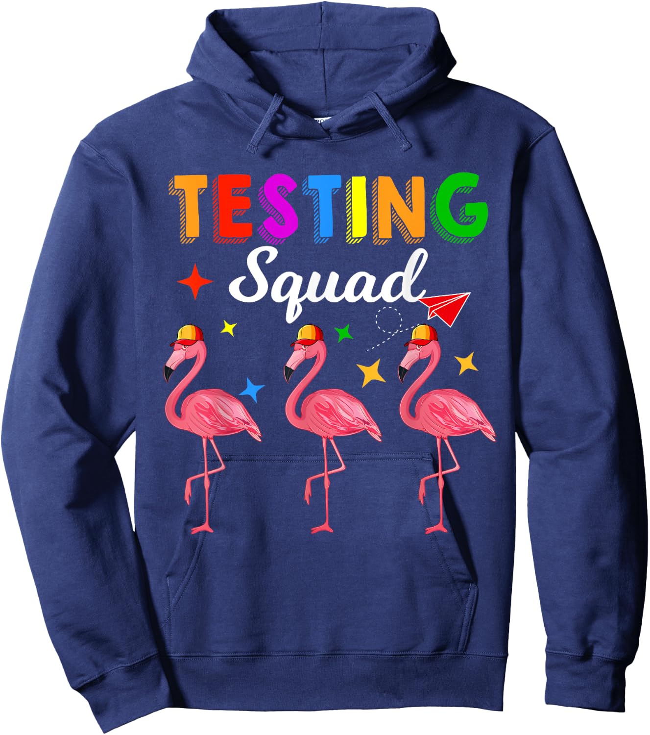 Testing Squad Three Cute Flamingos Test Day Teacher Students Hoodie - Hoodie | Navy