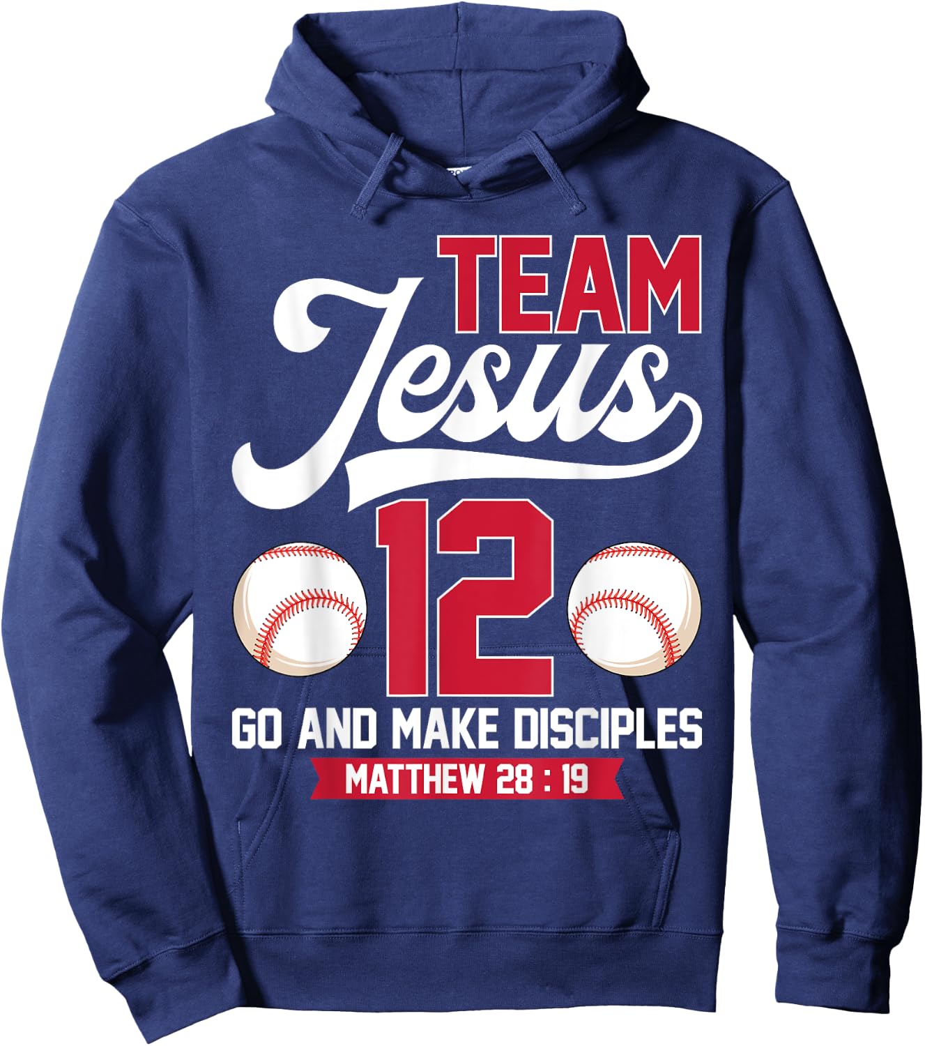 Jesus and Baseball Team Jesus Christian Matthew 28:19 Verse Hoodie - Hoodie | Navy