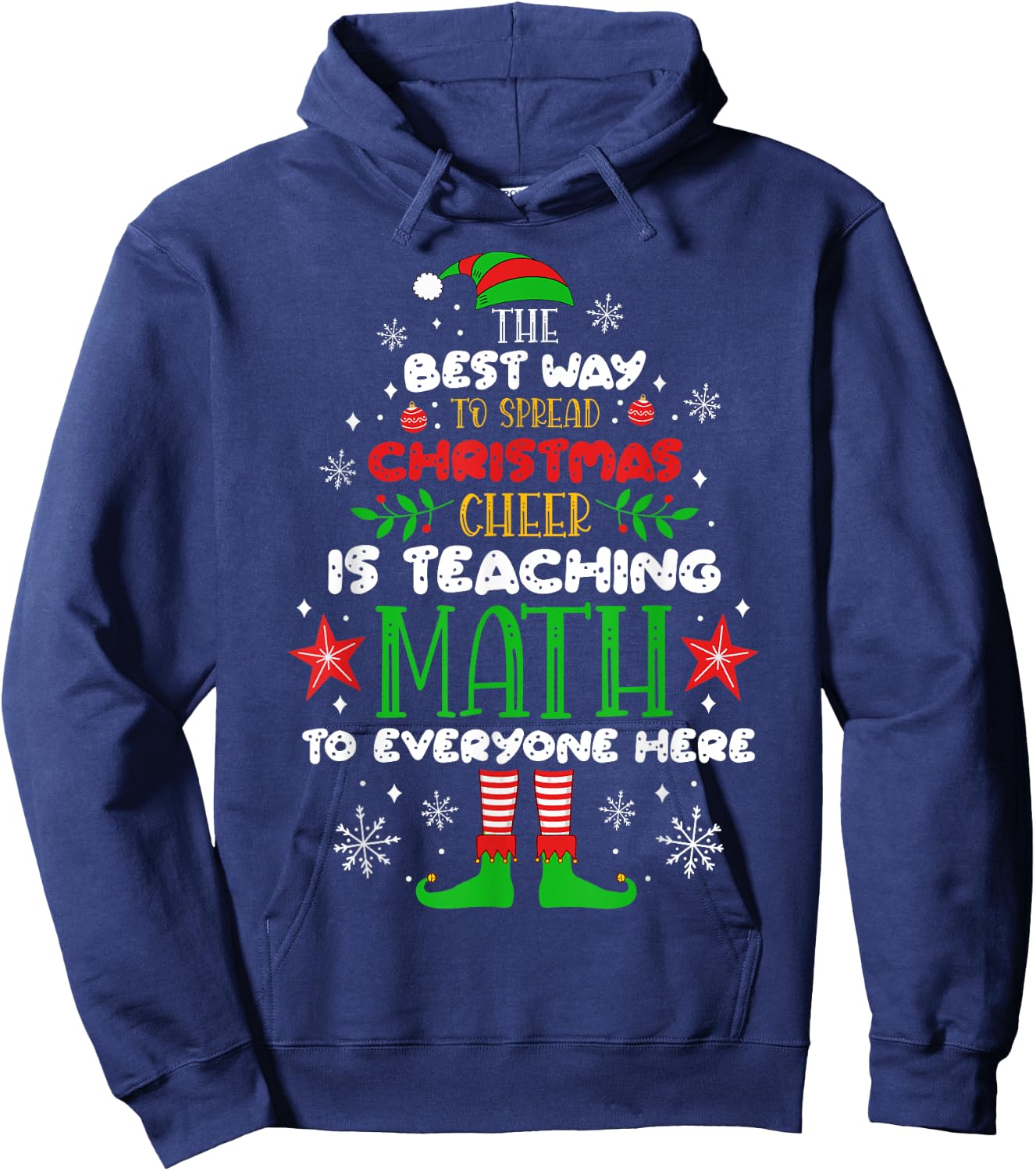 Math Teacher Christmas Shirt Funny Elf Christmas Cheer Women Hoodie - Hoodie | Navy
