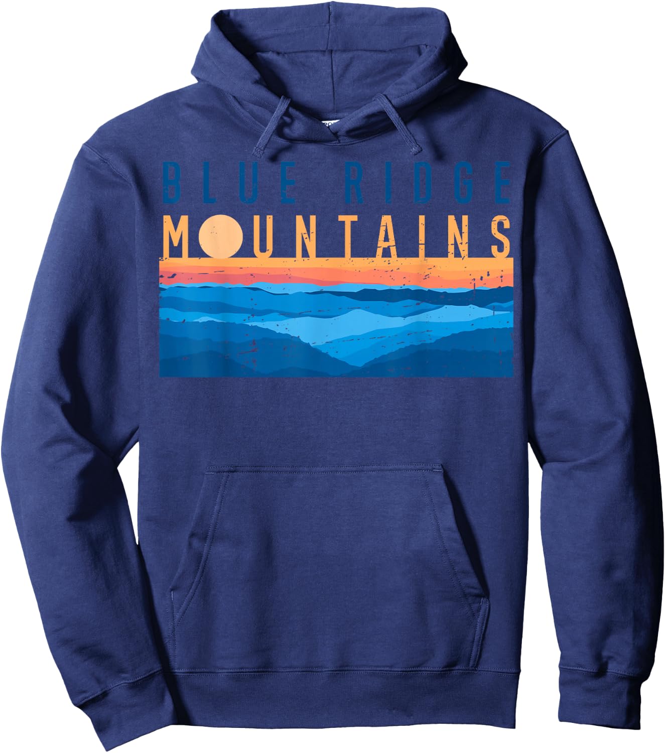 Retro Vintage Sunset Blue Ridge Mountains USA Mountain Range Hoodie - Hoodie | Navy