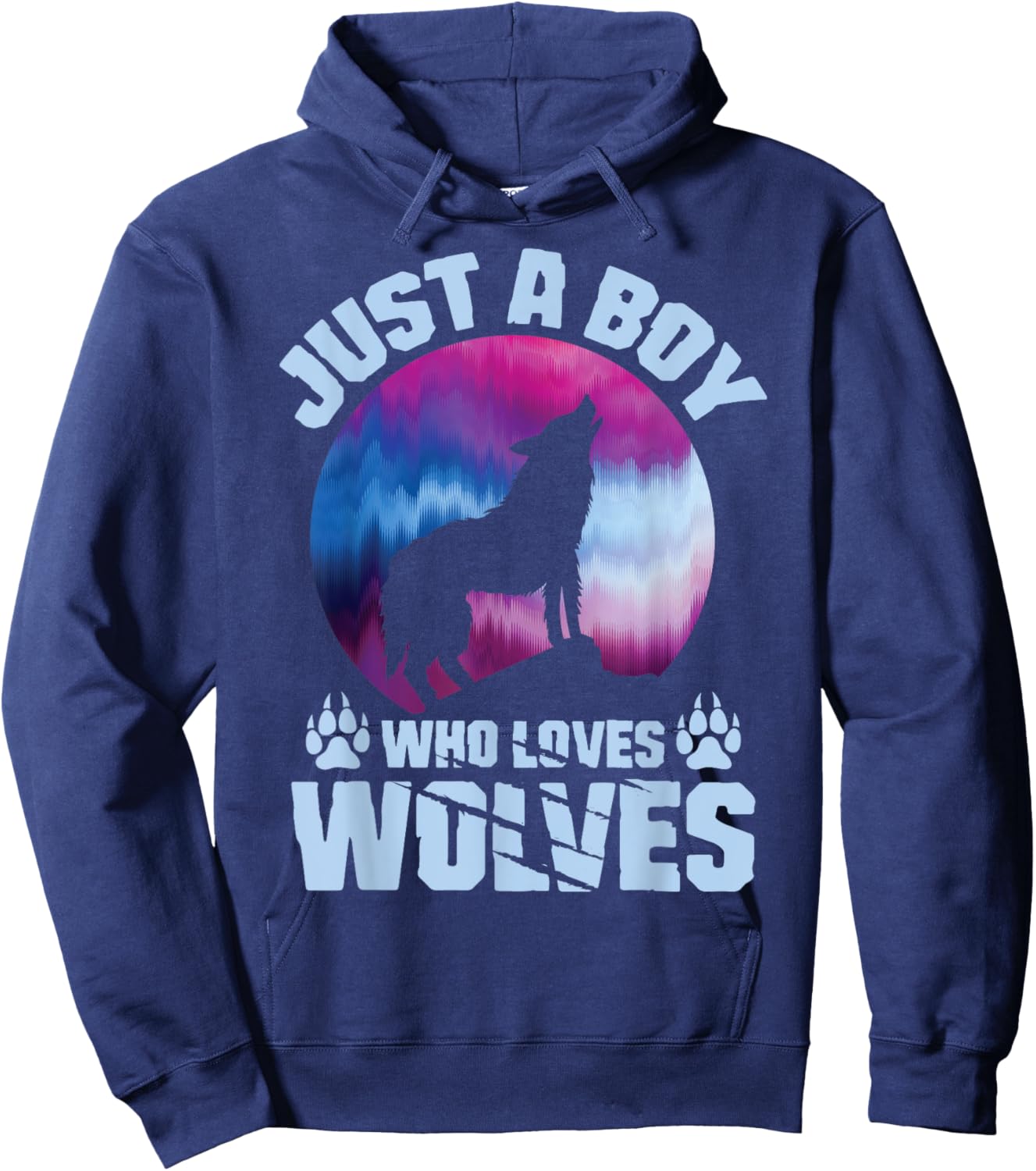 Just A Boy Who Loves Wolves Shirt Wolves Lover Boys Kids Hoodie - Hoodie | Navy