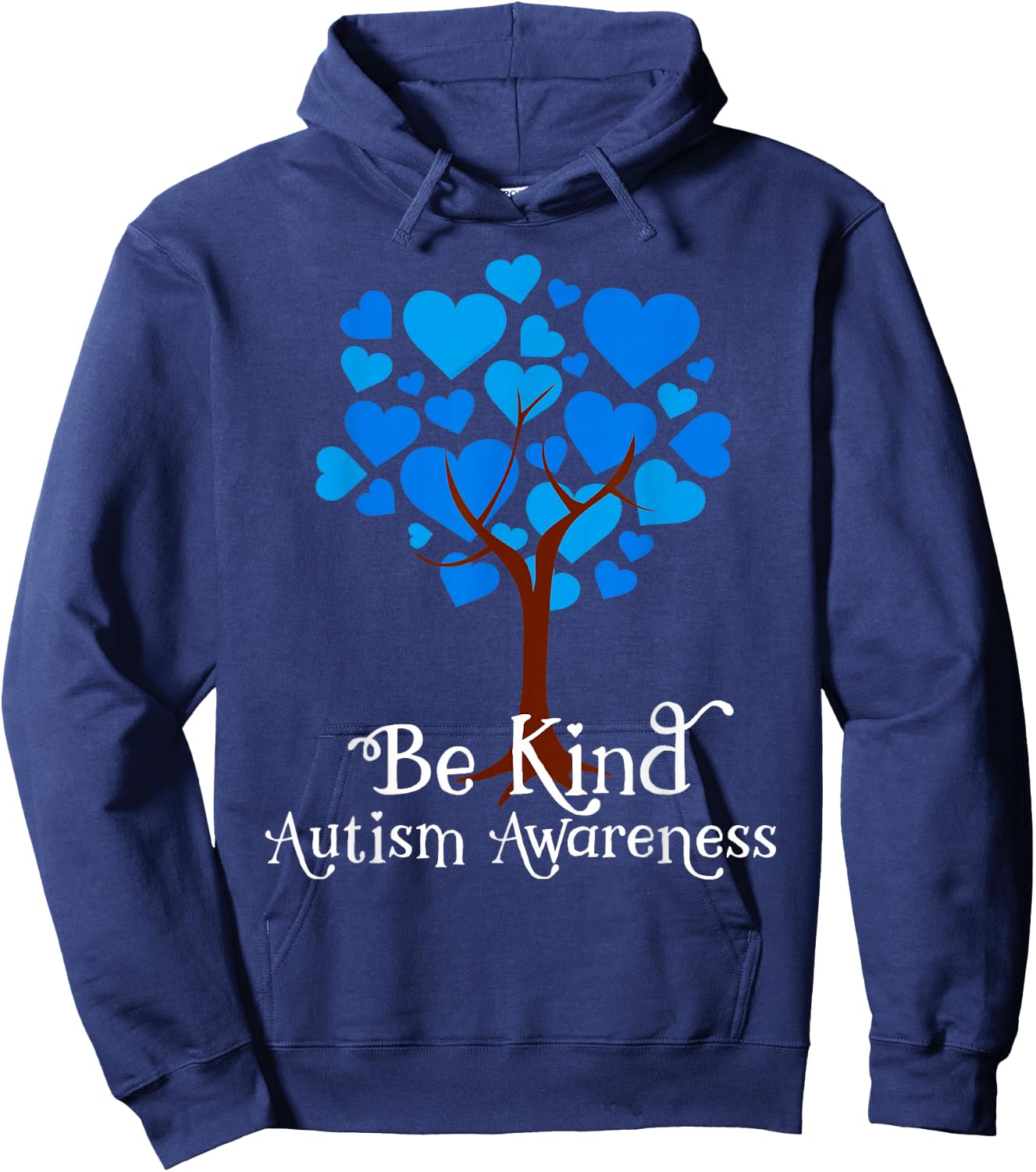 Blue is For April Blue Hearts Tree Be Kind Autism Awareness Hoodie - Hoodie | Navy