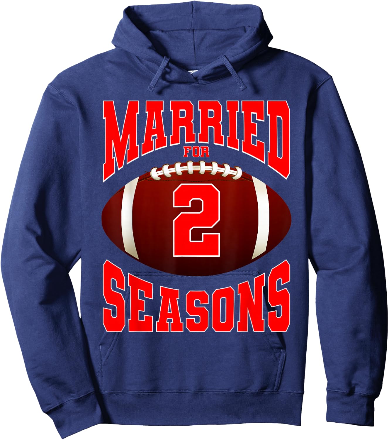 Football Couples 2 Years Marriage Matching 2nd Anniversary Hoodie - Hoodie | Navy
