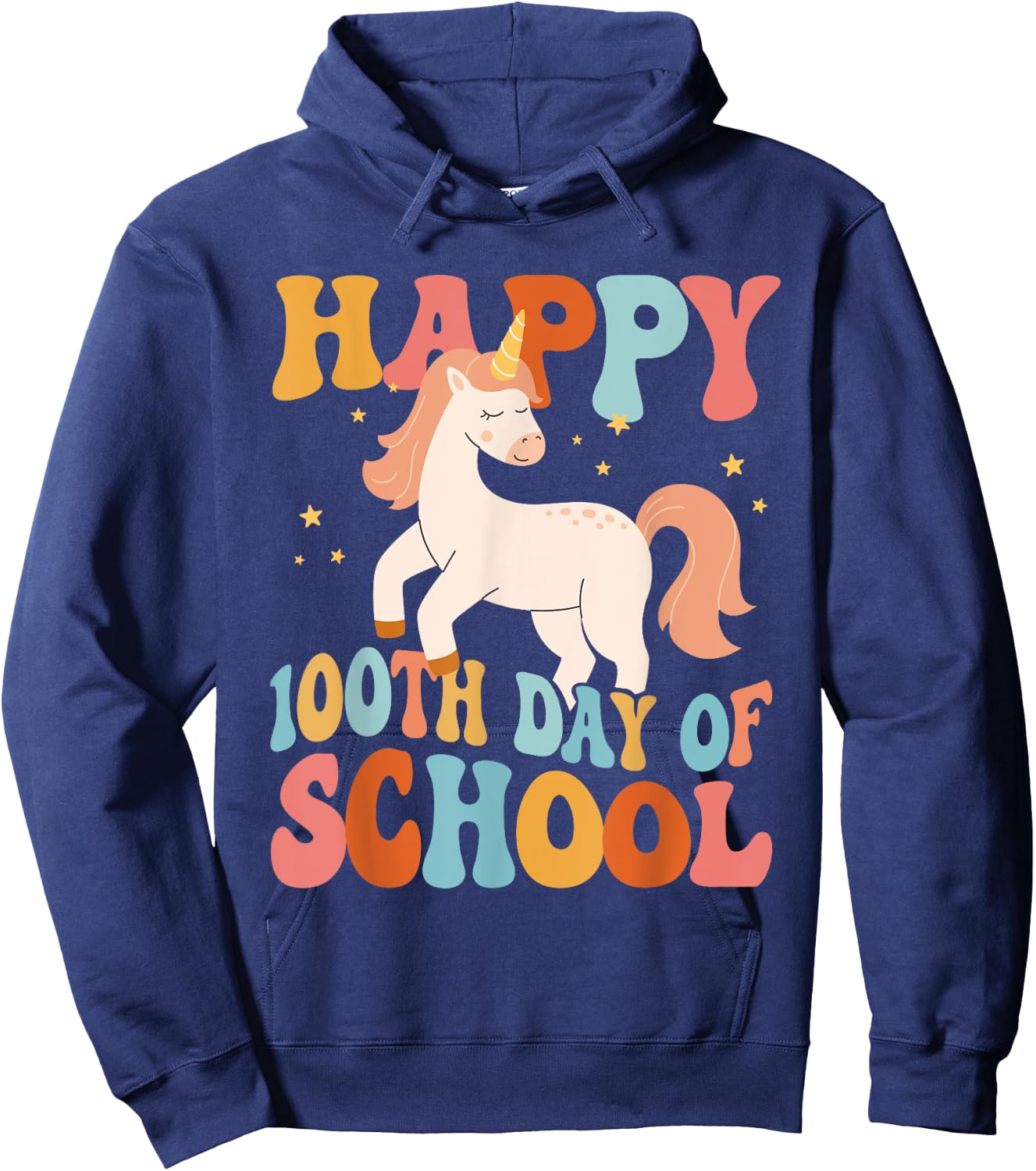 Happy 100th Day Of School Unicorn Teachers Kids Students Hoodie - Hoodie | Navy