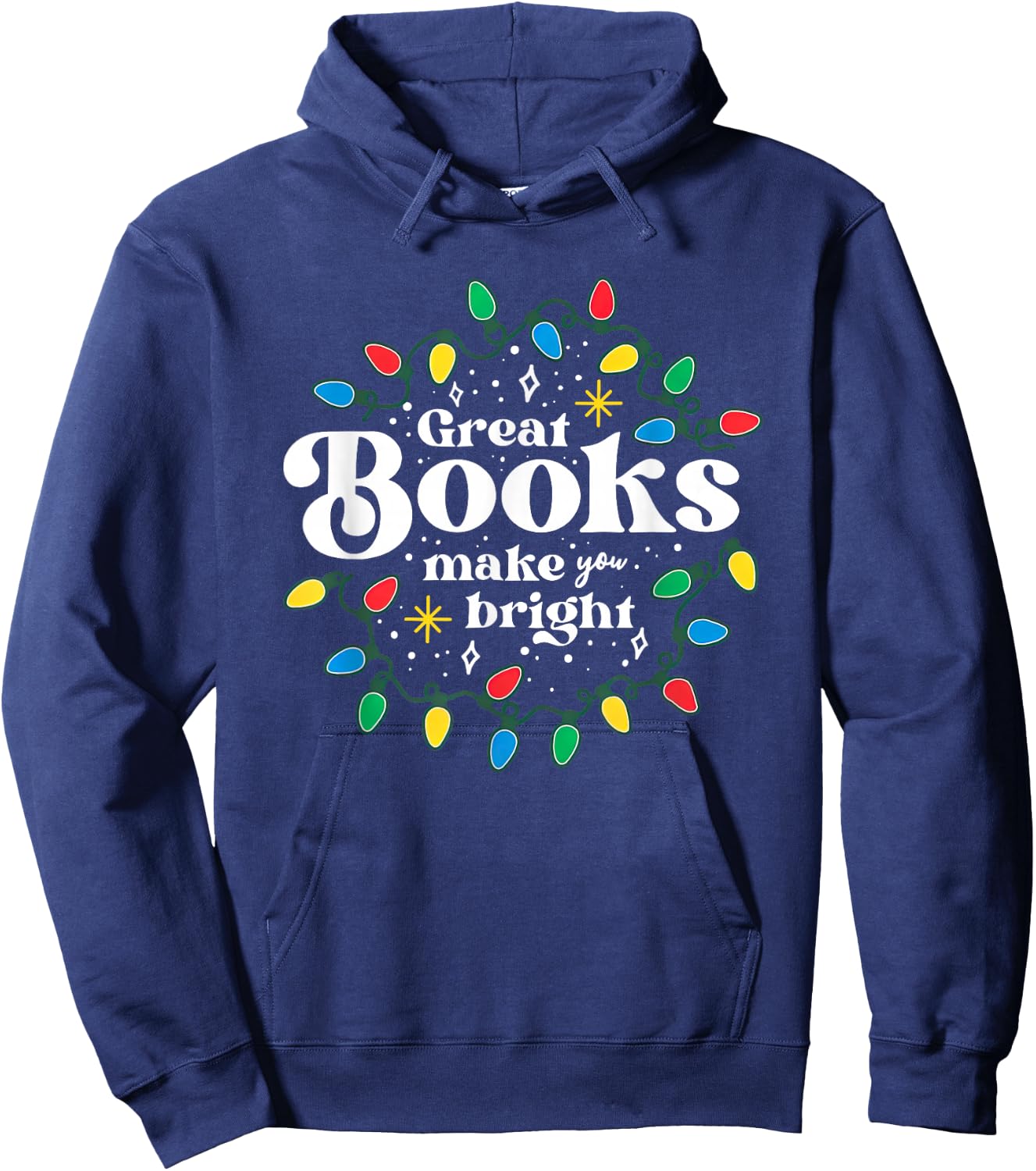 Great Books Make You Bright Christmas Lights Hoodie - Hoodie | Navy