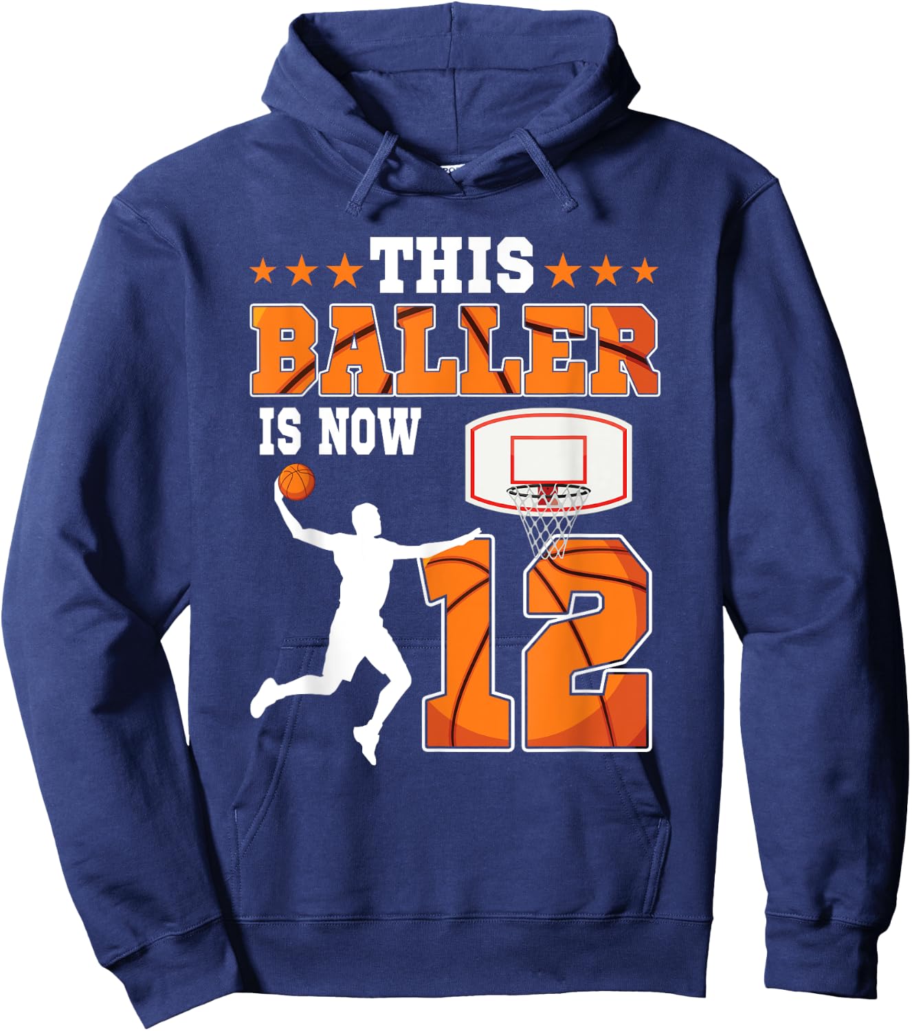 This Baller Is Now 12 Years Old Birthday Basketball Party Hoodie - Hoodie | Navy