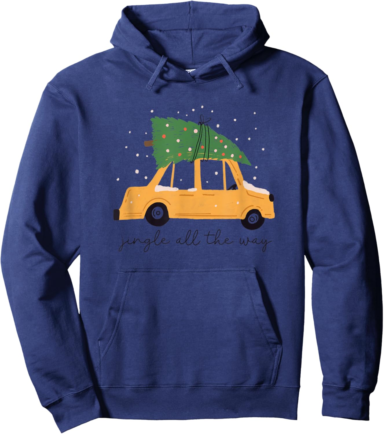 Minimalistic NYC Yellow Cab Christmas Tree on Car Hoodie - Hoodie | Navy