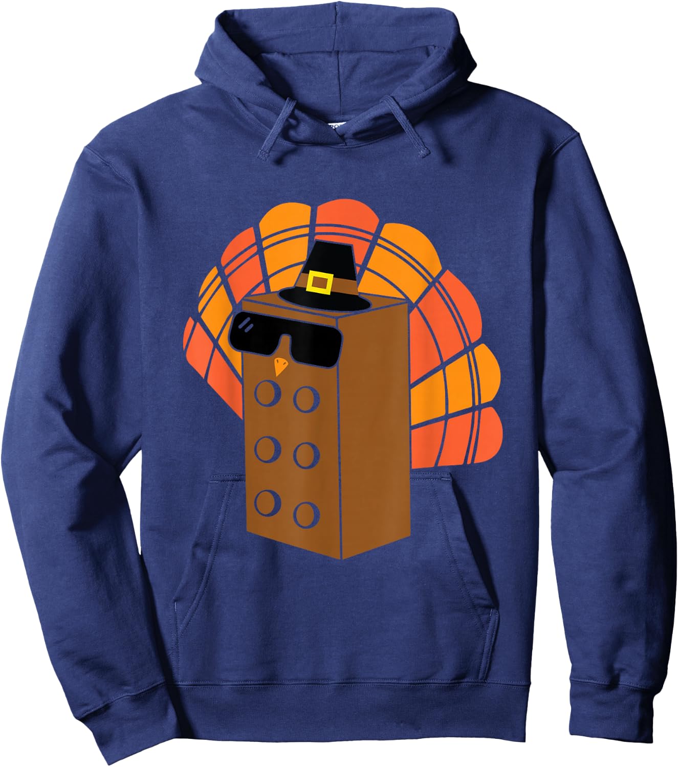 Thanksgiving Building Bricks Turkey Family Matching Funny Hoodie - Hoodie | Navy