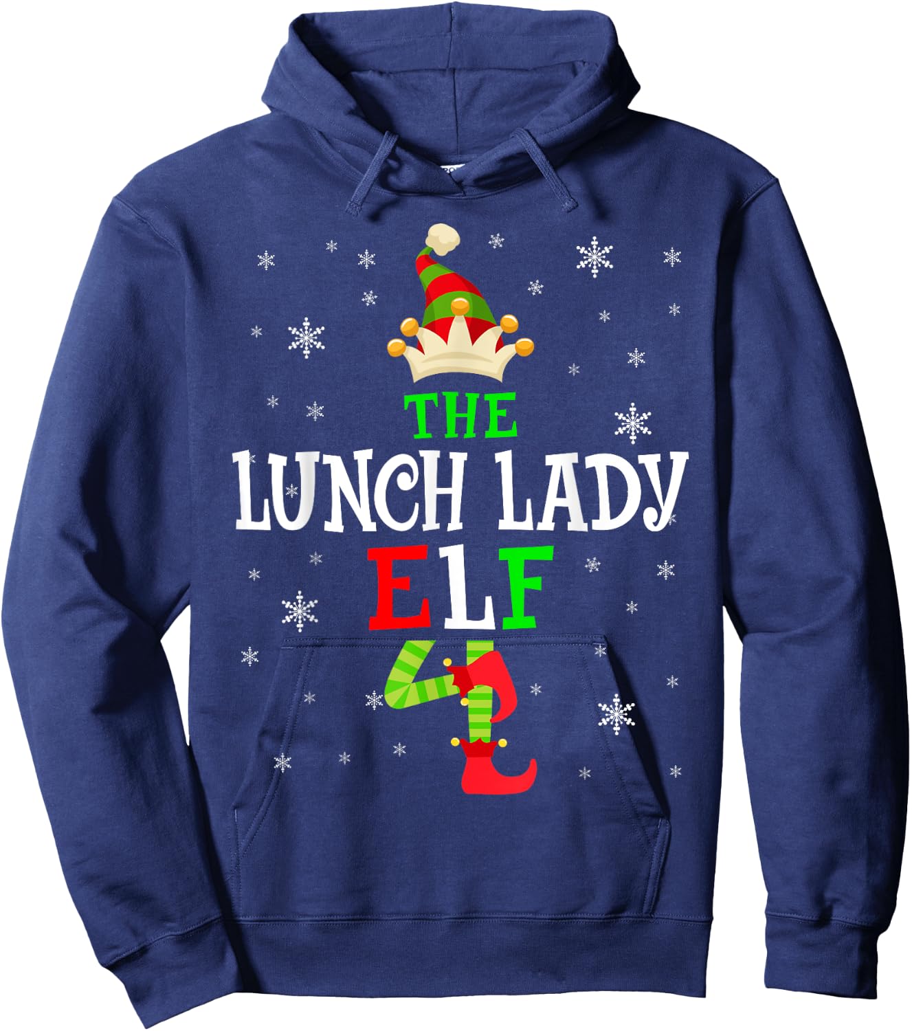 The Lunch Lady Elf Christmas Elf Party Matching Family Group Hoodie - Hoodie | Navy