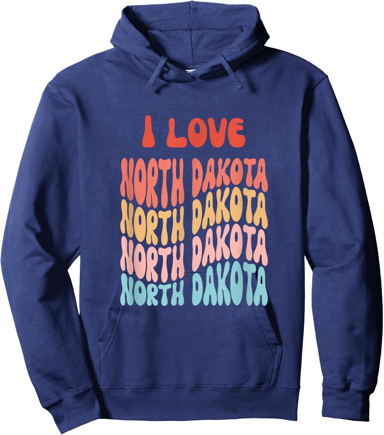 I love North Dakota - Retro State of North Dakota USA Hoodie - Hoodie | Navy
