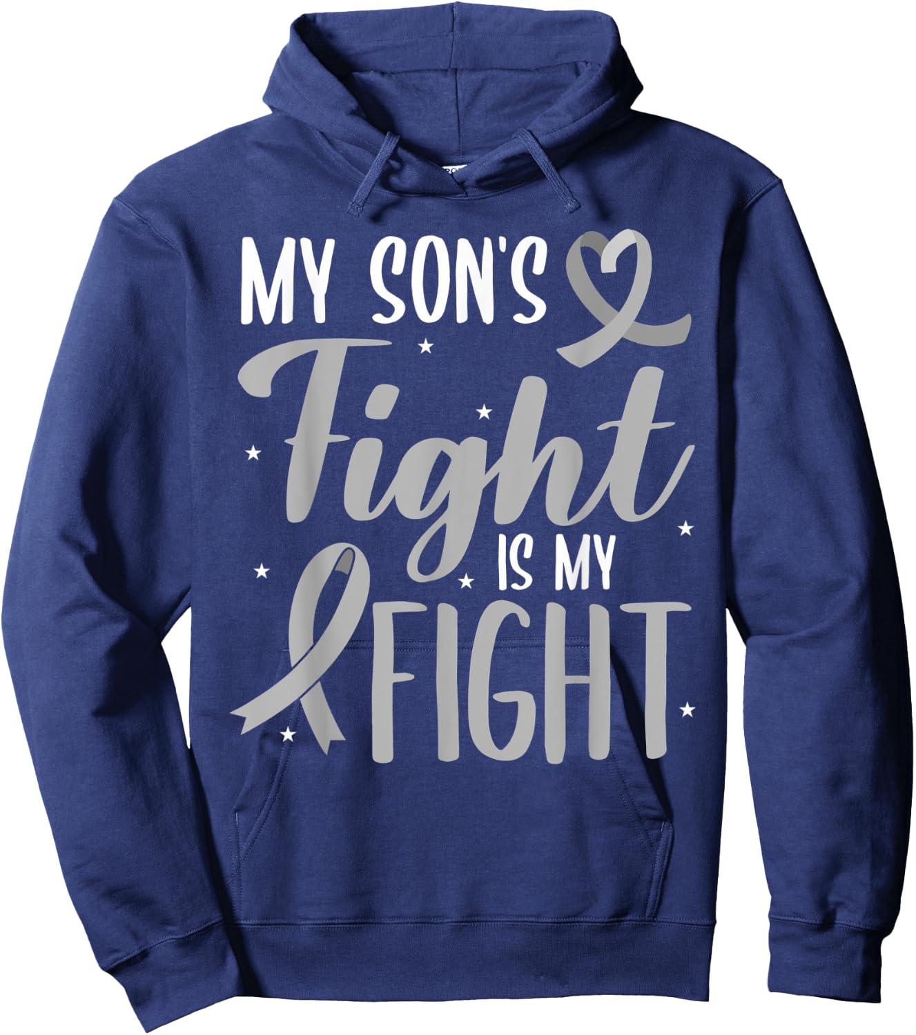 My Son's Fight My Fight Grey Ribbon Schizophrenia Awareness Hoodie - Hoodie | Navy