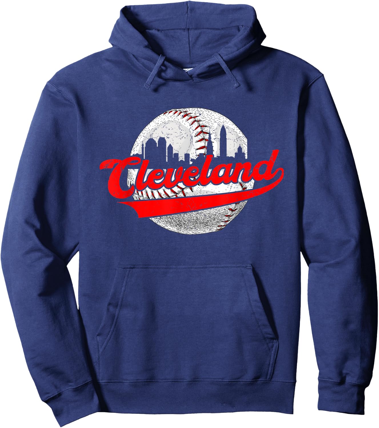 Cleveland Vintage Baseball Lover Retro Game Day Dad Mom Hoodie - Hoodie | Navy
