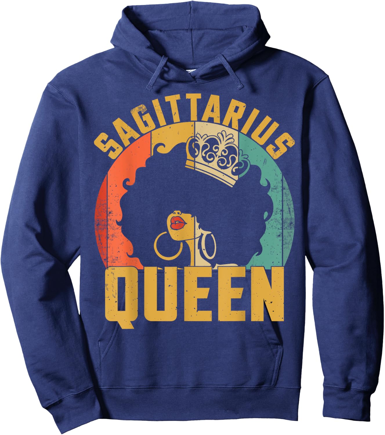Birthday Afro Sagittarius Queen African American Black Women Hoodie - Hoodie | Navy