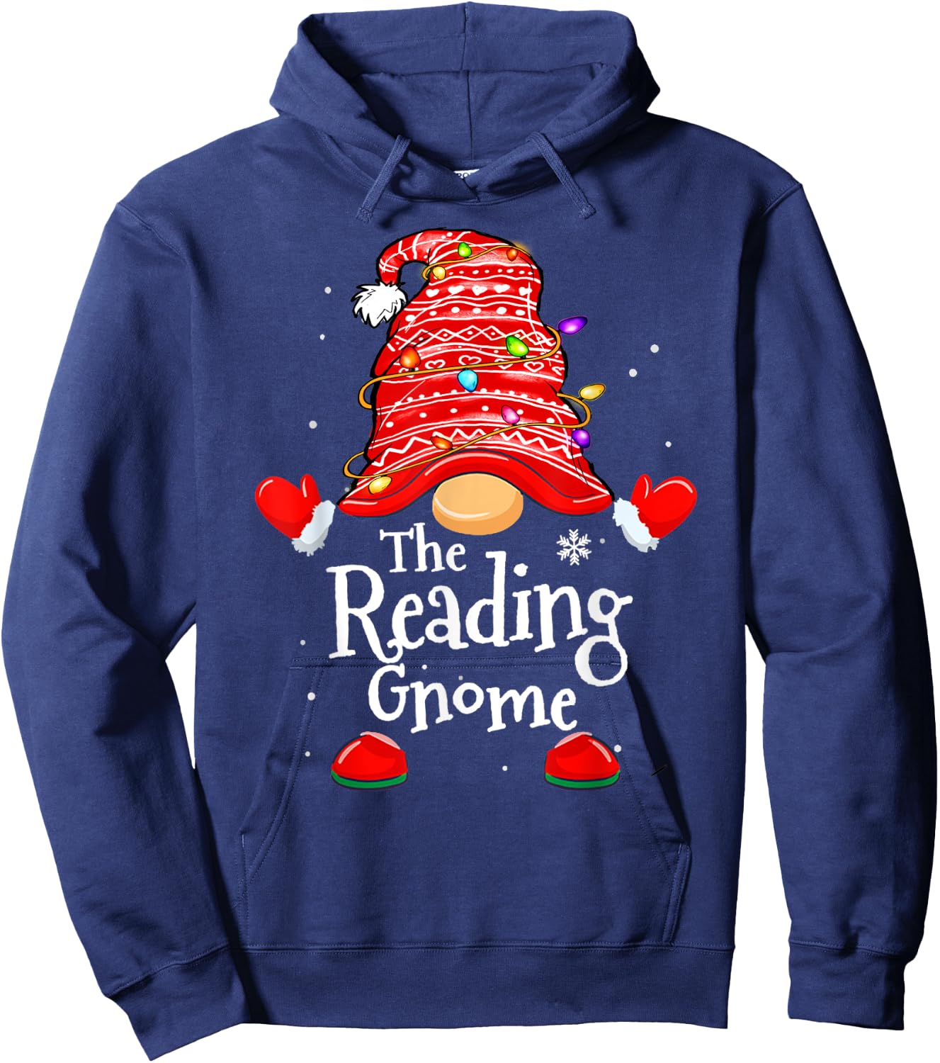 Reading Gnome - Xmas Family Matching Funny Christmas Gnomes Hoodie - Hoodie | Navy
