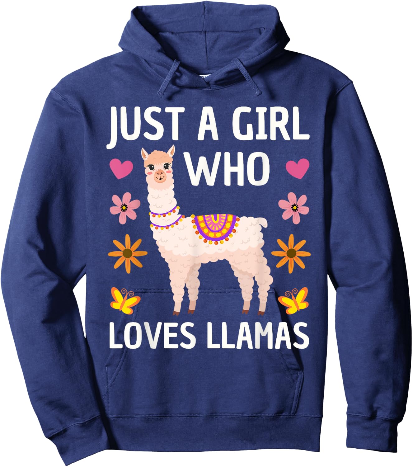 Funny Llama Design Girls Llama Lover Farm Animal Hoodie - Hoodie | Navy