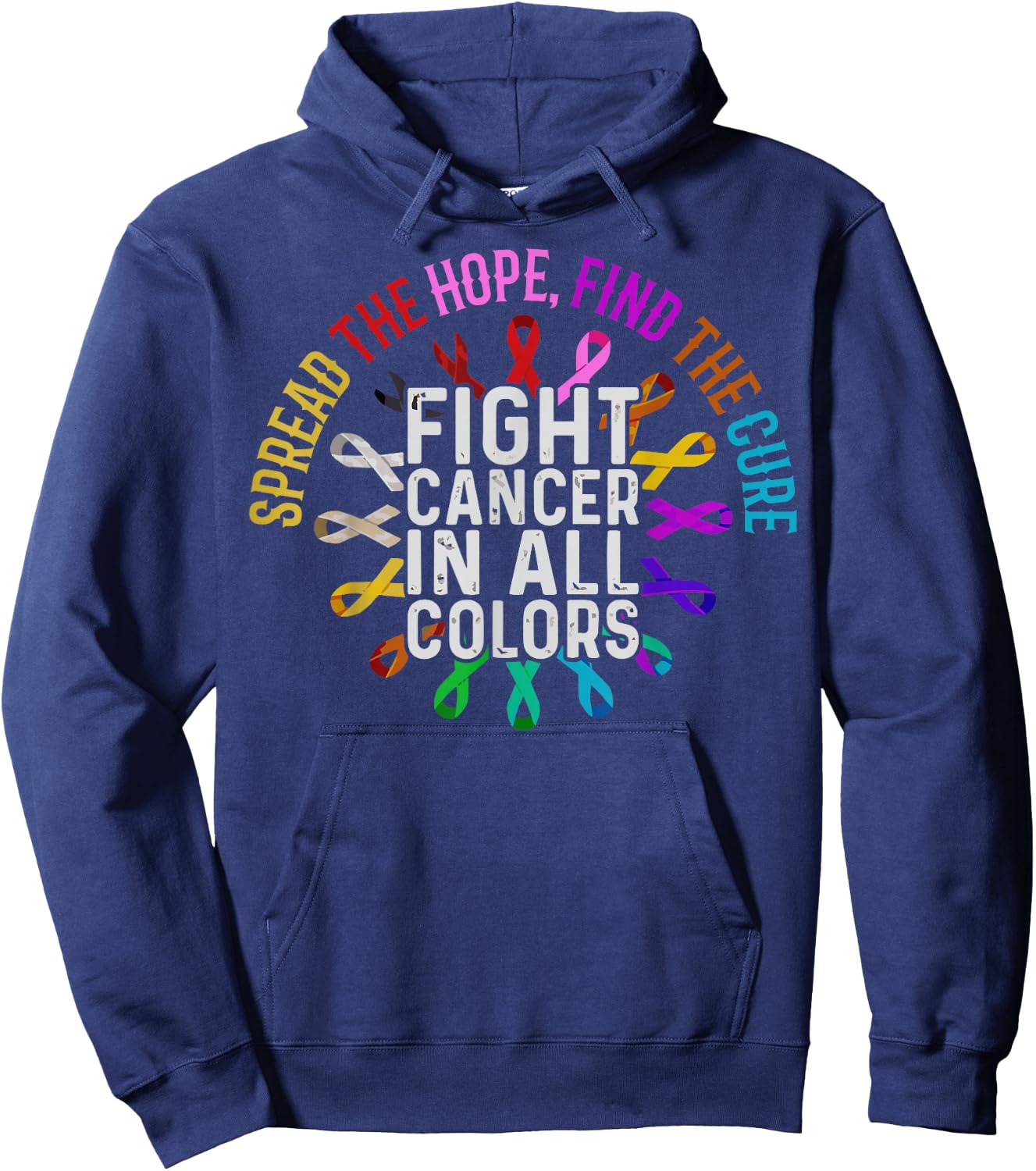 Fight Cancer In All And Every Color - Ribbons Flower Heart Hoodie - Hoodie | Navy