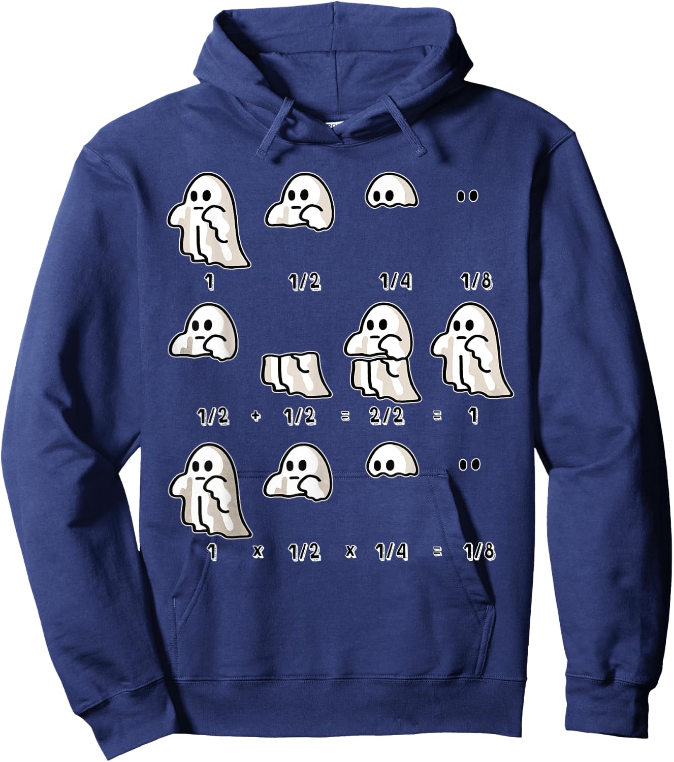 Fractions Math Teacher Ghost Math Halloween Humorous Hoodie - Hoodie | Navy