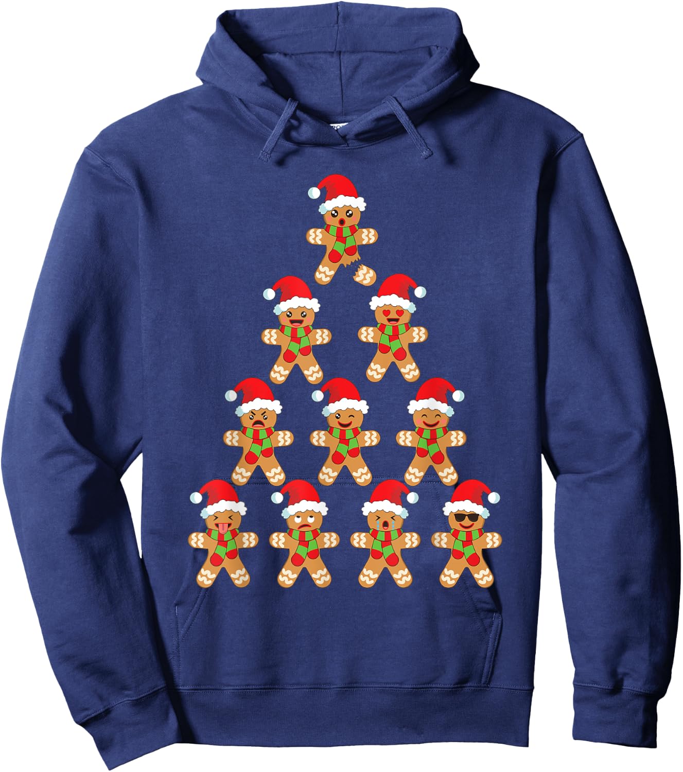 Gingerbread Kids Funny Gingerbread Man Christmas Tree Hoodie - Hoodie | Navy