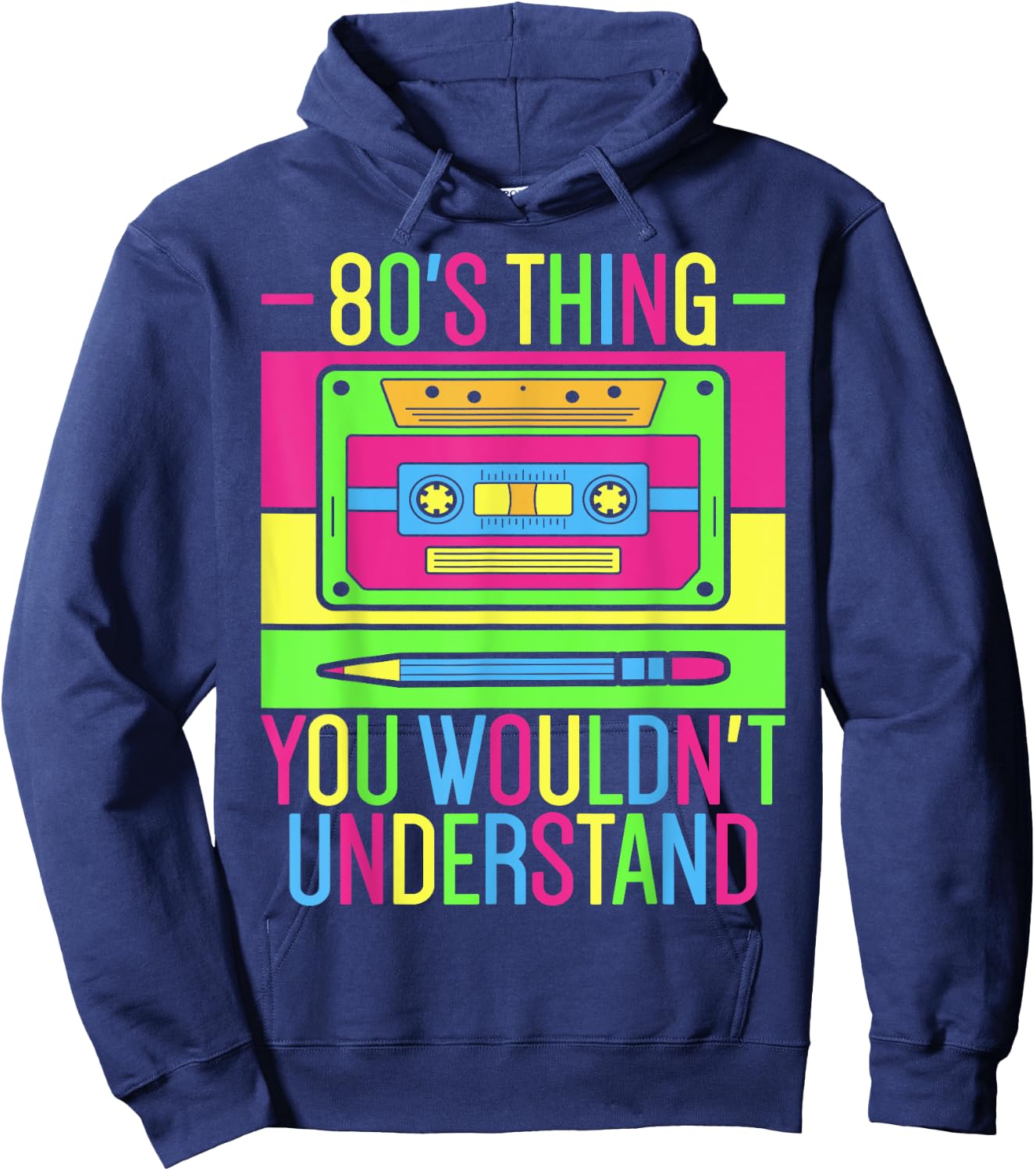 80s Outfit 1980s Fashion 80 Theme Party 80s Costume Eighties Hoodie - Hoodie | Navy