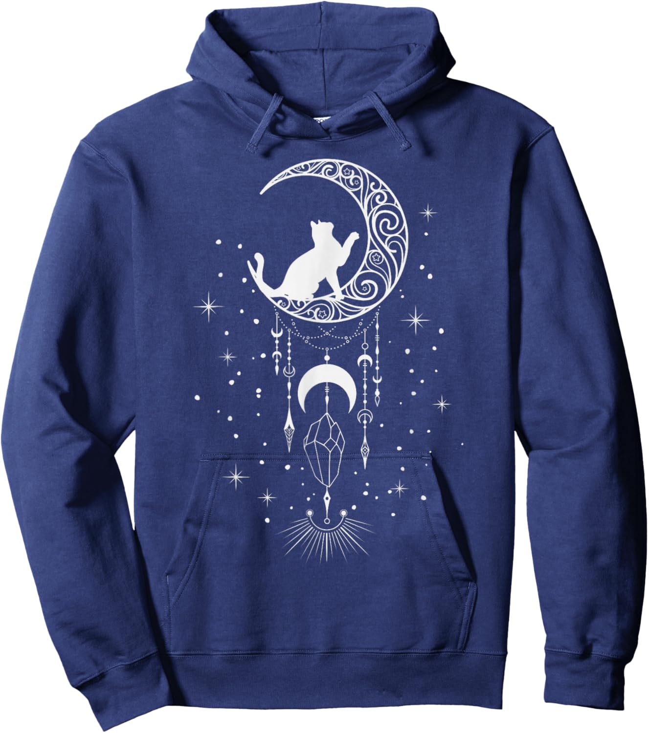 Astrology, Cat, Crescent Moon, Dream Catcher, Esoteric Hoodie - Hoodie | Navy
