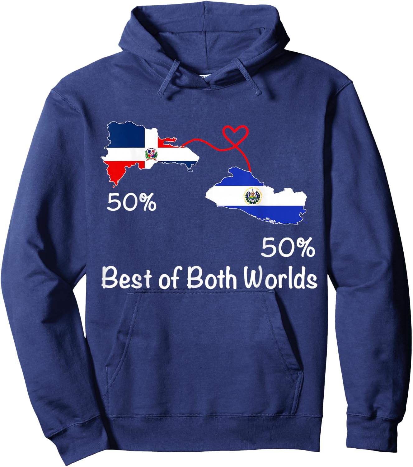 Half Dominican Half Salvadoran Flag Map Love Salvadoran RD Hoodie - Hoodie | Navy