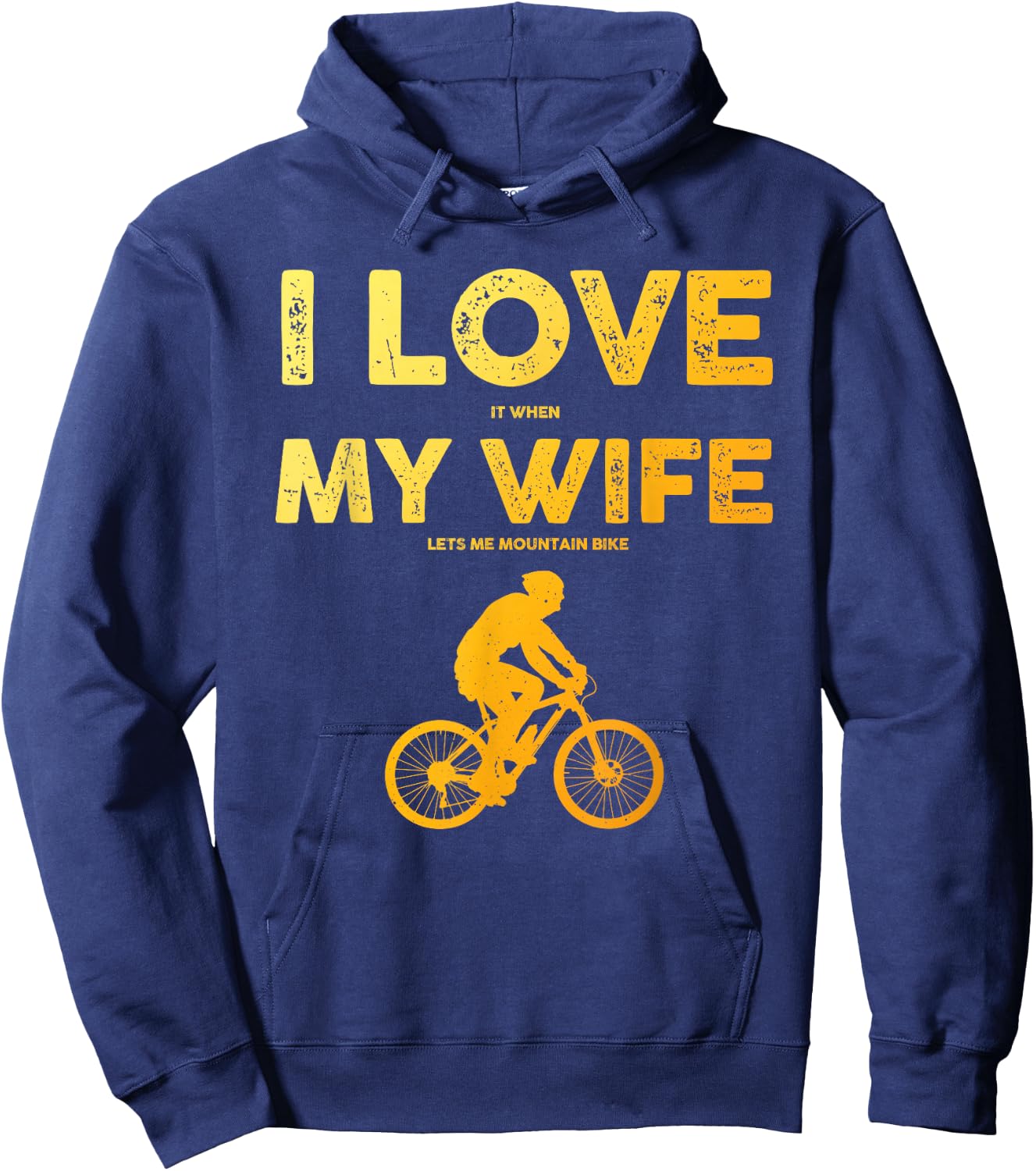 Funny Mountain Bike Art Dad Husband Mountain Biking Hoodie - Hoodie | Navy