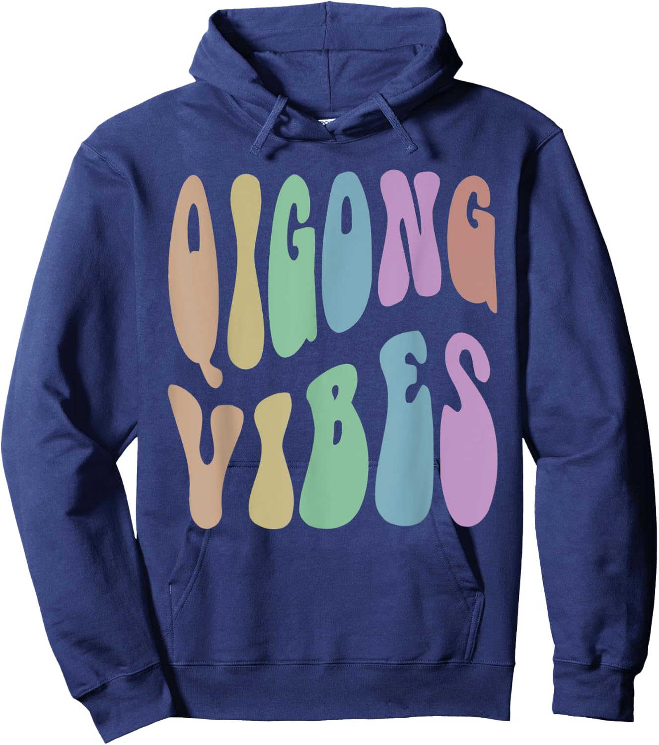 Retro QIGONG VIBES Meditation Humor Healing Groovy 60s Hoodie - Hoodie | Navy