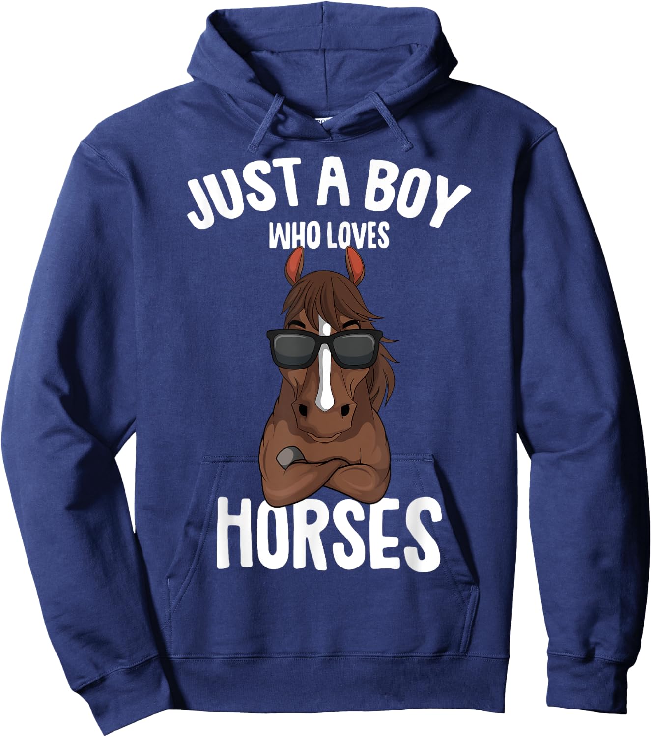Just a Boy who loves Horses Equestrian Horseback Riding Kids Hoodie - Hoodie | Navy