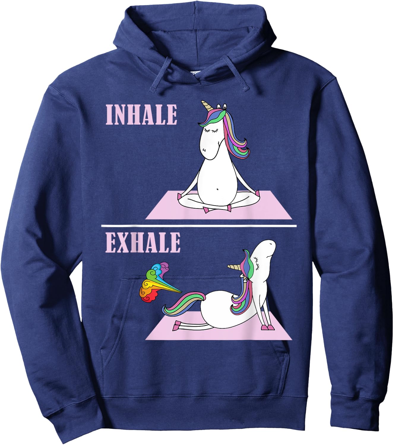 Unicorn Yoga Inhale Exhale Fart Funny Hoodie - Hoodie | Navy