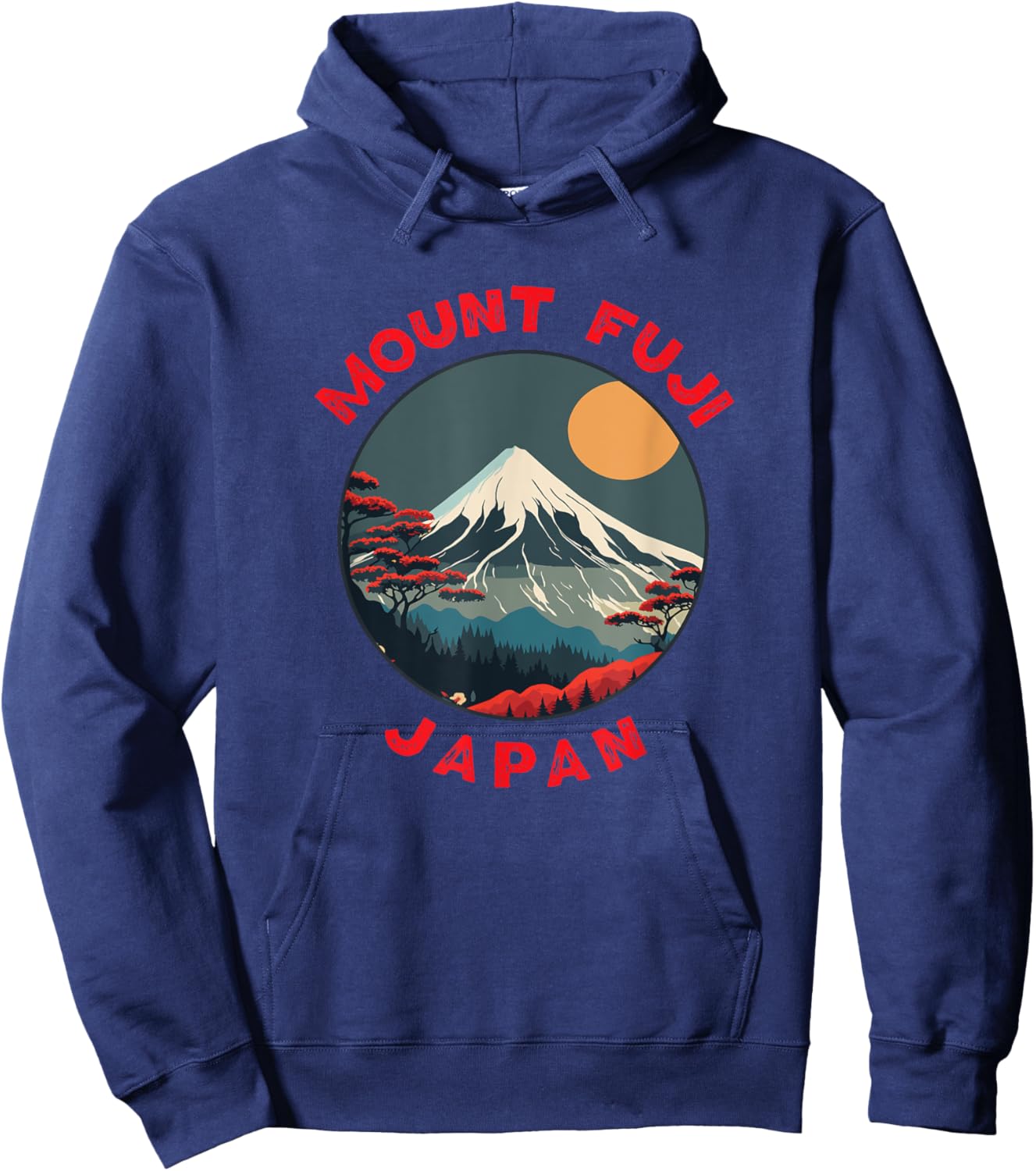 Mount Fuji Japan Distressed Circle Vintage Hoodie - Hoodie | Navy