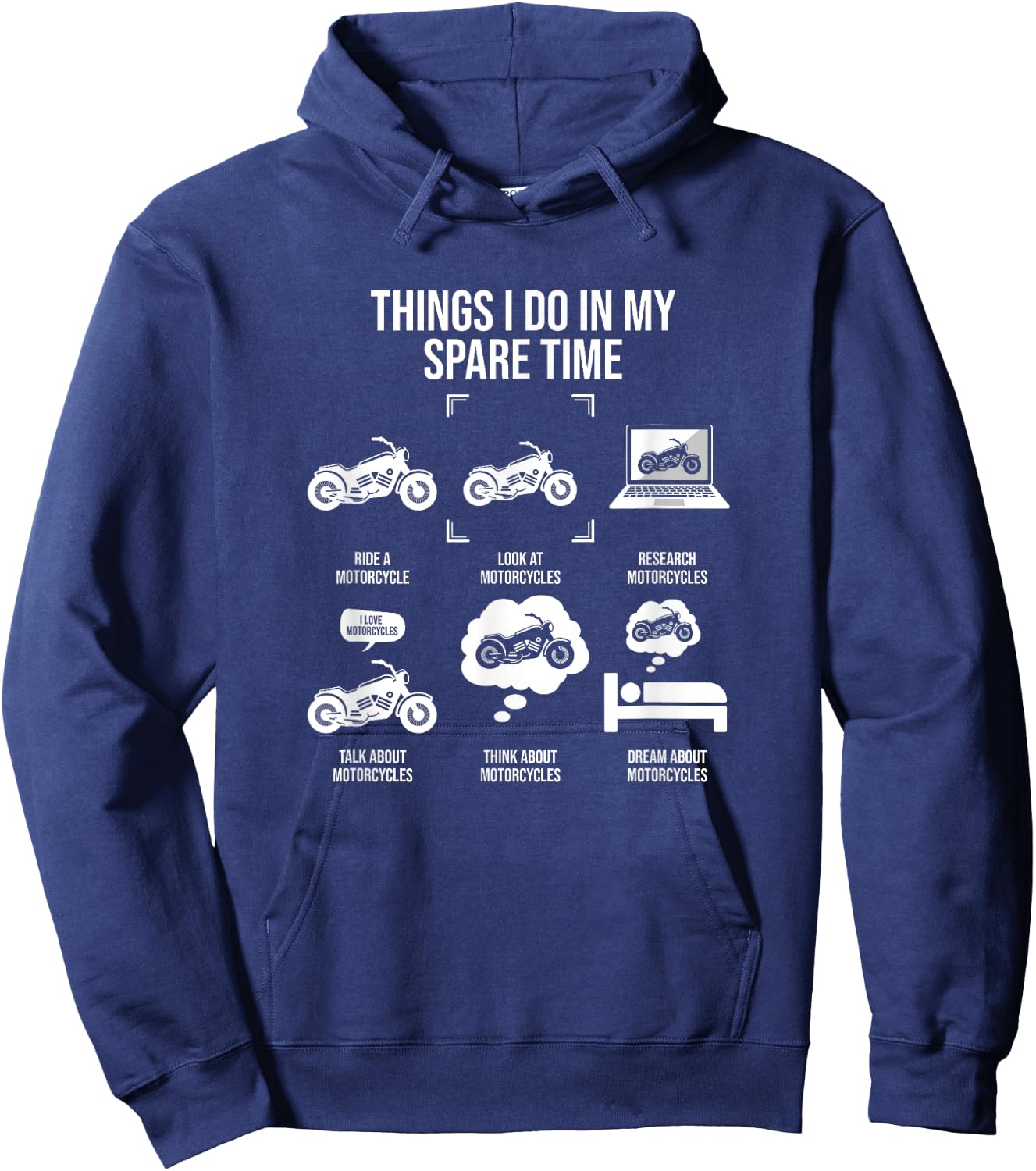 Things I Do In My Spare Time Funny Motorcycle Rider Hoodie - Hoodie | Navy
