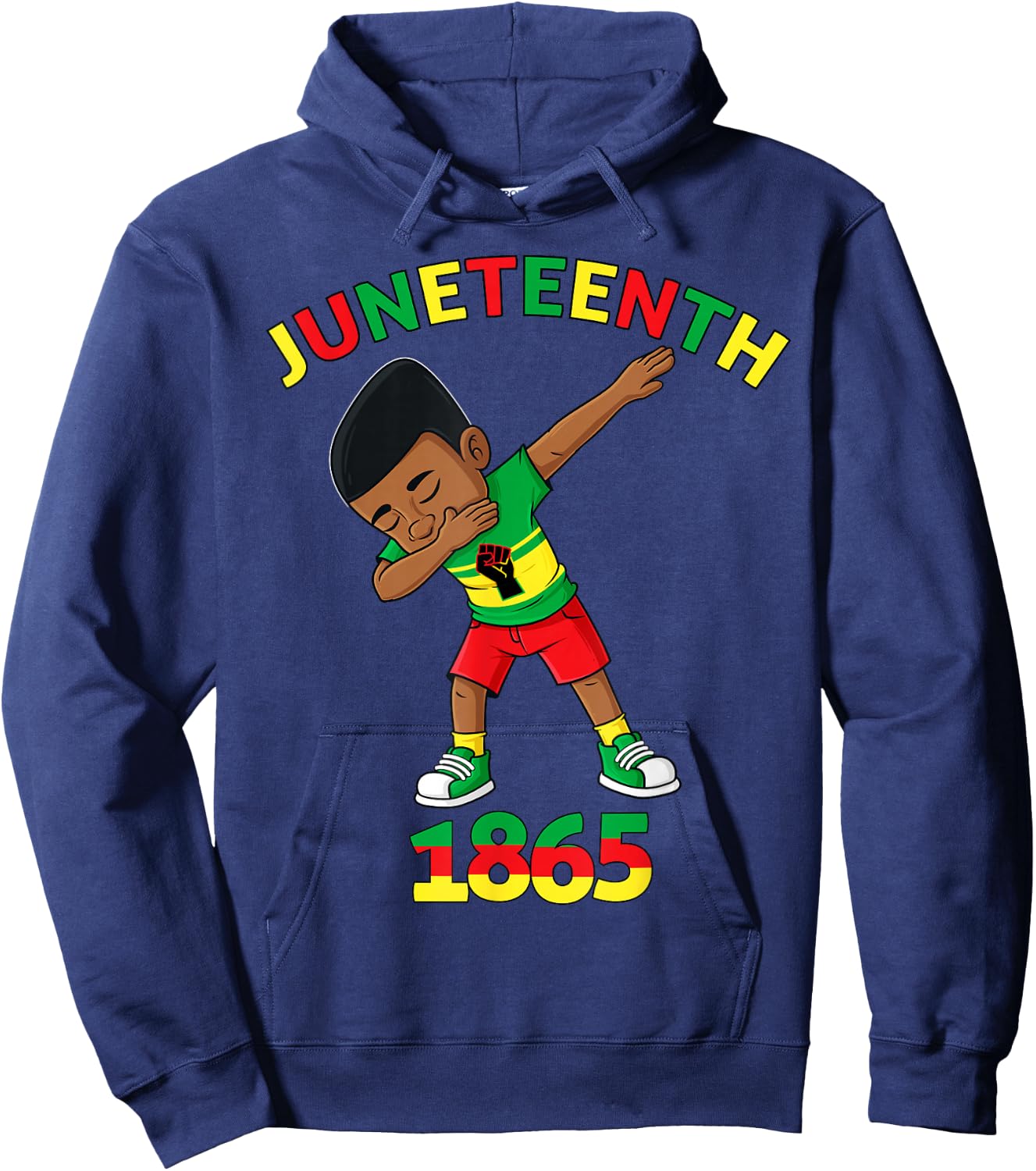 Dabbing Black King Juneteenth 1865 Brown Skin Boys Kids Teen Hoodie - Hoodie | Navy