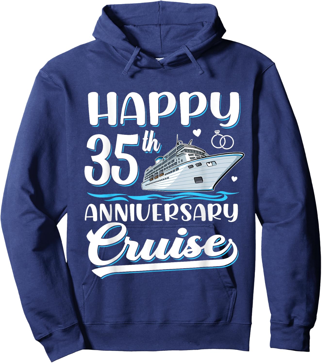Happy 35th Anniversary Cruise Wedding 35 Years Old Couples Hoodie - Hoodie | Navy