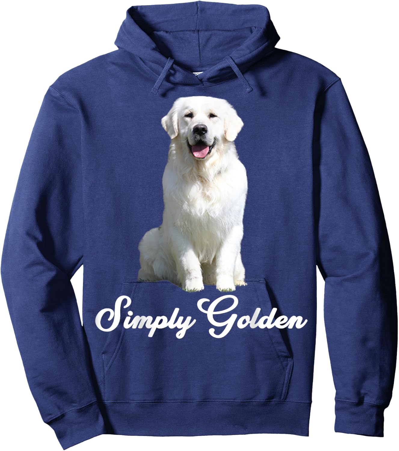 White English Cream Golden Retriever Simply Golden Hoodie - Hoodie | Navy