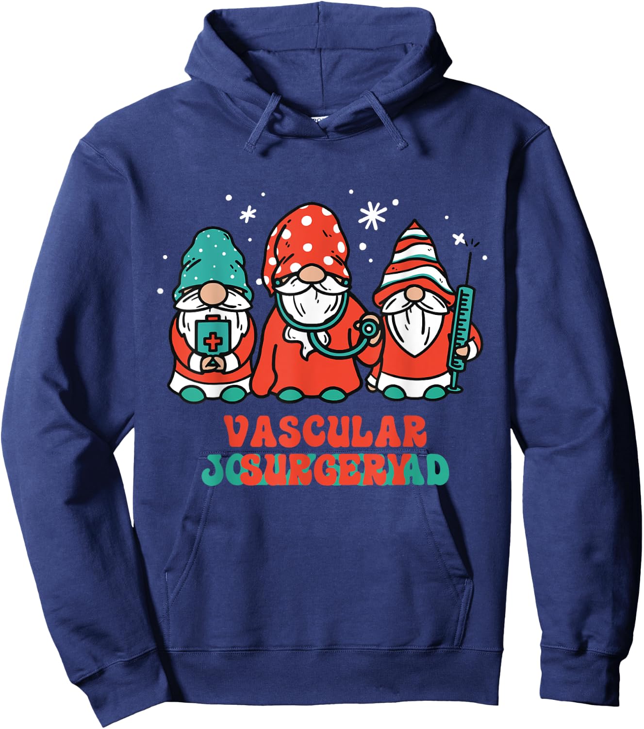 Vascular Surgery Jolly Squad Gnomes Nurse Christmas Hoodie - Hoodie | Navy